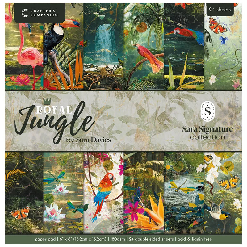 (image for) Crafters Companion 6"x6" Paper Pad - Sara Signature, Royal Jungle