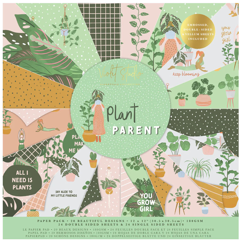 (image for) Crafters Companion 12"x12" Paper Pad - Violet Studio, Plant Parent