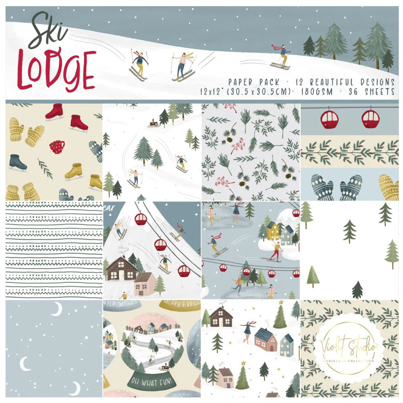 (image for) Crafters Companion 12"x12" Paper Pad - Violet Studio, Ski Lodge