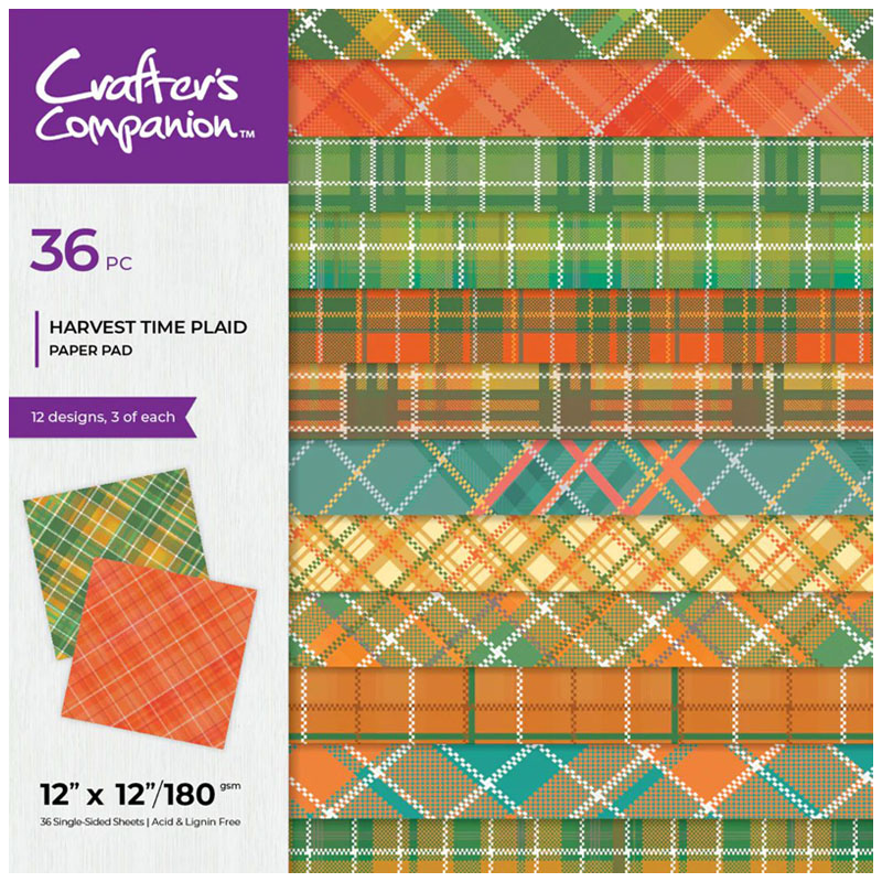 (image for) Crafters Companion 12"x12" Paper Pad - Harvest Time Plaid