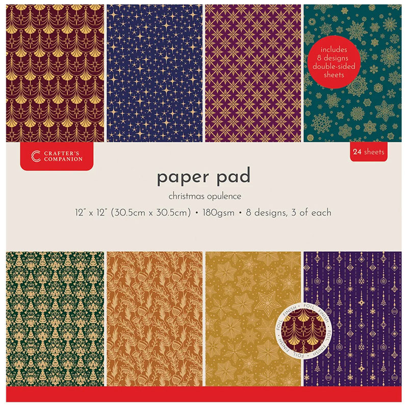 Crafters Companion 12"x12" Paper Pad - Christmas Opulence (image for) Crafters Companion 12"x12" Paper Pad - Christmas Opulence