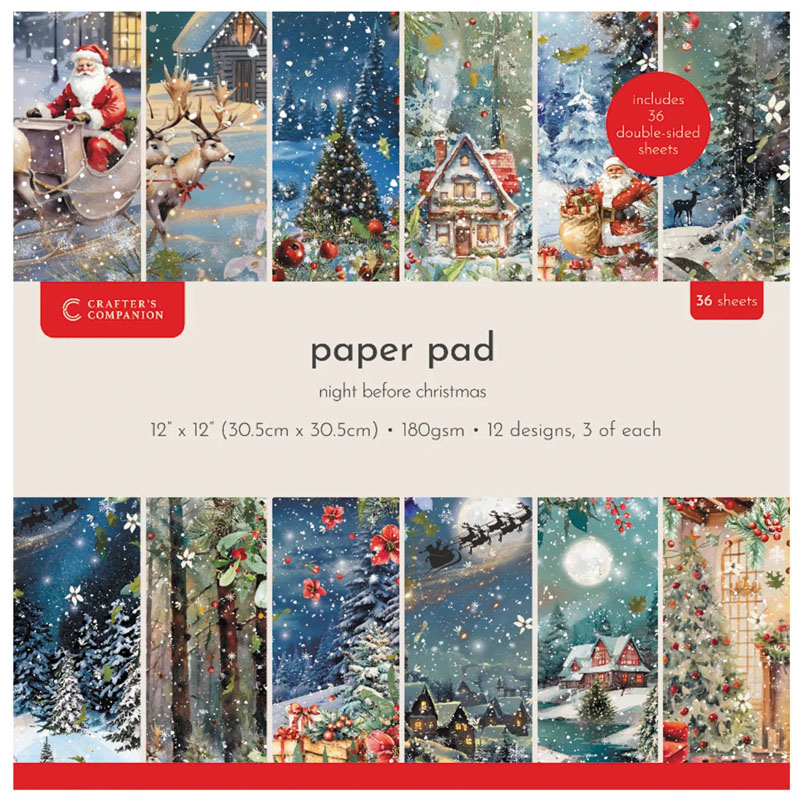 Crafters Companion 12"x12" Paper Pad - Night Before Christmas (image for) Crafters Companion 12"x12" Paper Pad - Night Before Christmas