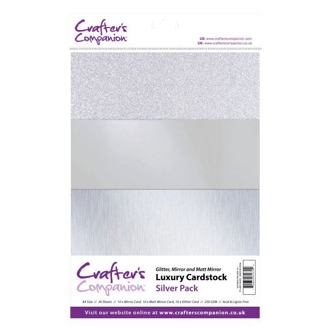 Crafters Companion A4 Luxury Cardstock - Silver (30 Sheets)