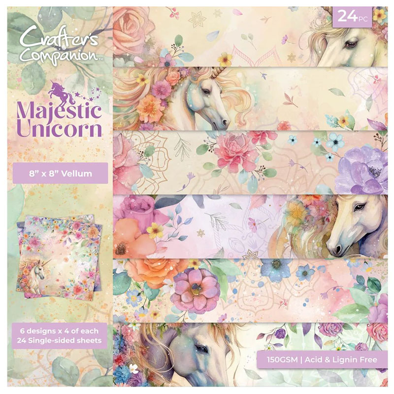 (image for) Crafters Companion 8"x8" Vellum Sheets - Majestic Unicorn