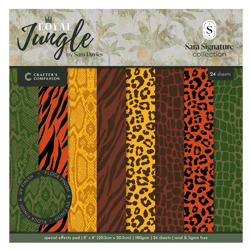 (image for) Crafters Companion 8"x8" Special Effects Paper Pad - Royal Jungle