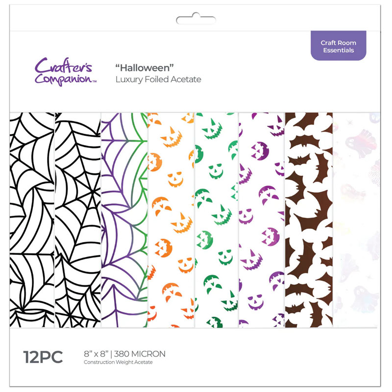 (image for) Crafters Companion 8"x8" Luxury Foiled Acetate Sheets - Halloween