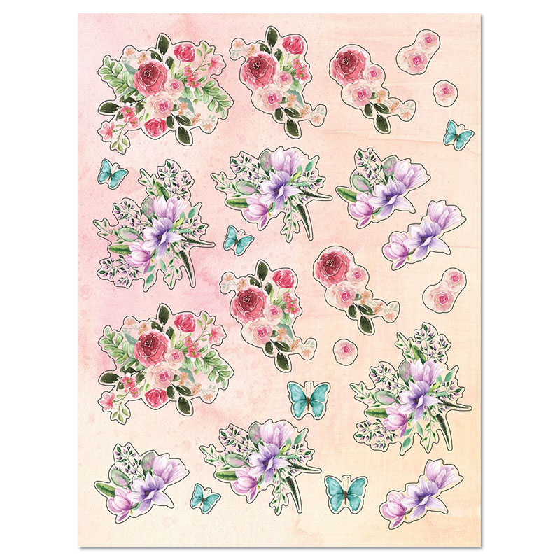 (image for) Die Cut 3D Decoupage A4 Sheet - Fancy Florals (Design A)