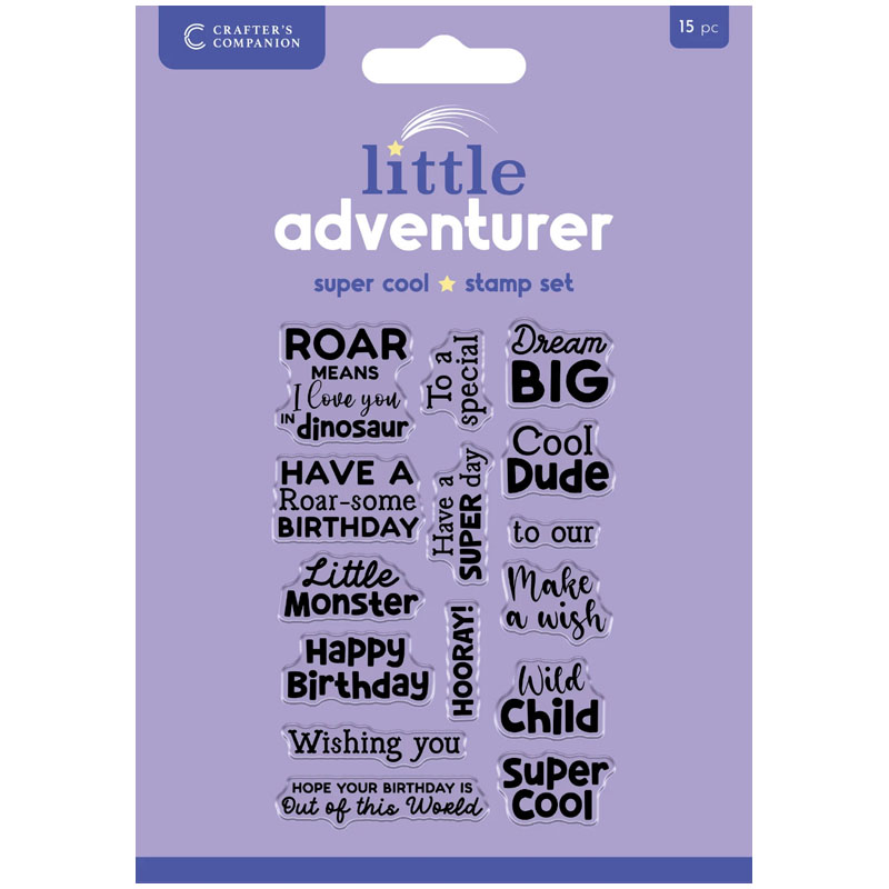 (image for) Crafters Companion Stamp Set, Little Adventurer - Super Cool Sentiments