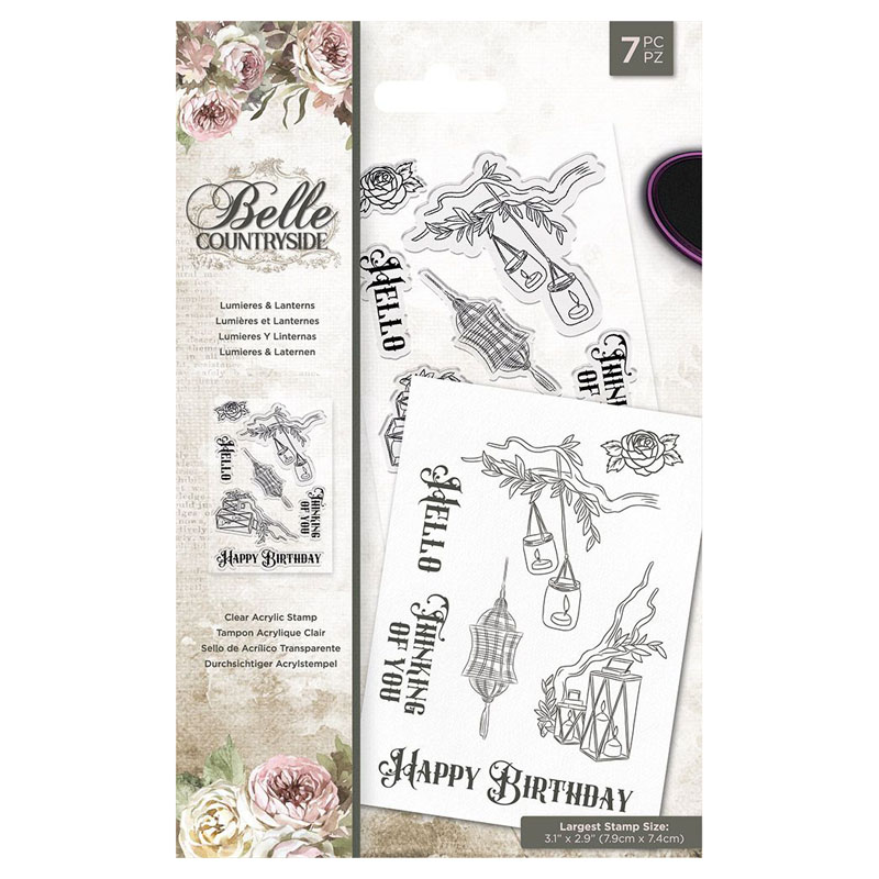 Crafters Companion Stamp Set, Belle Countryside - Lumieres & Lanterns