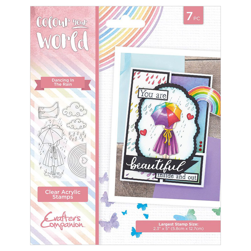 Crafters Companion Stamp Set, Colour Your World - Dancing In The Rain
