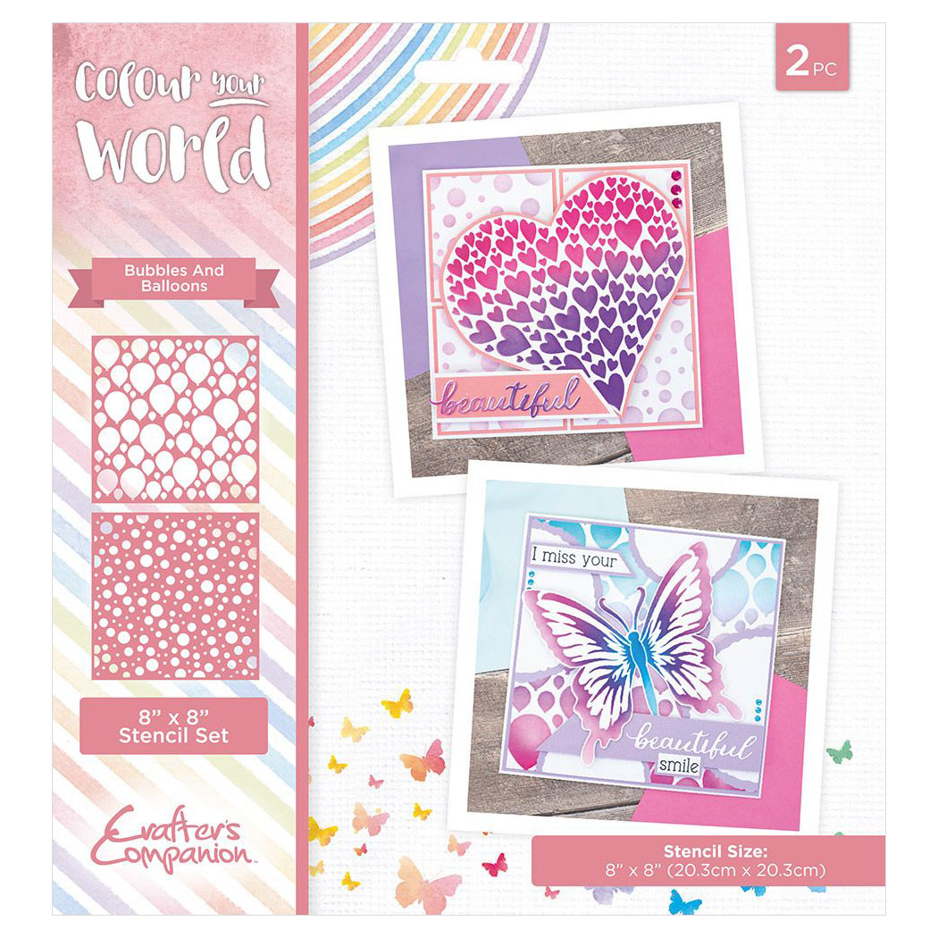 (image for) Crafters Companion Stencil Set, Colour Your World - Bubbles & Balloons