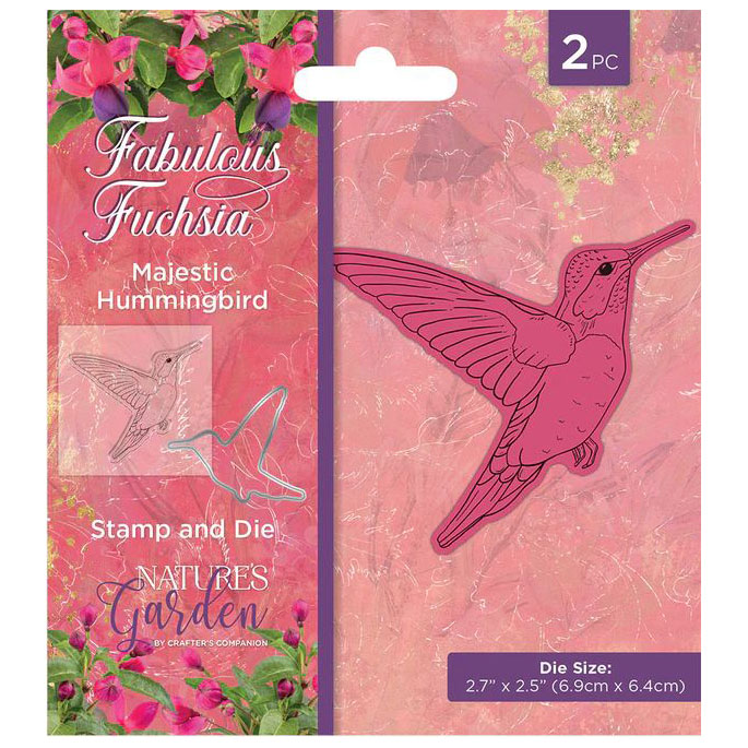 (image for) Nature's Garden Cutting Die & Stamp Set, Fabulous Fuchsia - Majestic Hummingbird