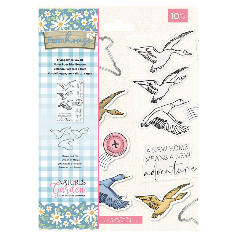 (image for) Nature's Garden Cutting Die & Stamp Set, Farmhouse - Flying By To Say Hi