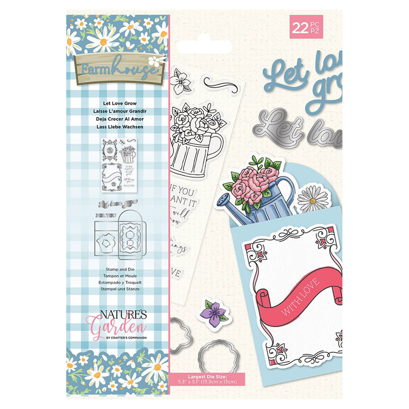 (image for) Nature's Garden Cutting Die & Stamp Set, Farmhouse - Let Love Grow