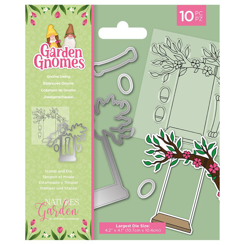 (image for) Nature's Garden Cutting Die & Stamp Set, Garden Gnomes - Gnome Swing
