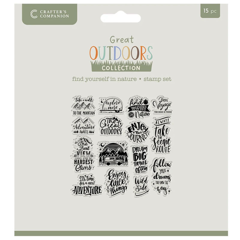 (image for) Crafters Companion Stamp Set, The Great Outdoors - Find Yourself In Nature