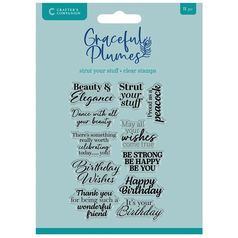 (image for) Crafters Companion Stamp Set, Graceful Plumes - Strut Your Stuff