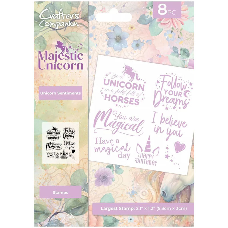 (image for) Crafters Companion Stamp Set, Majestic Unicorn - Unicorn Sentiments