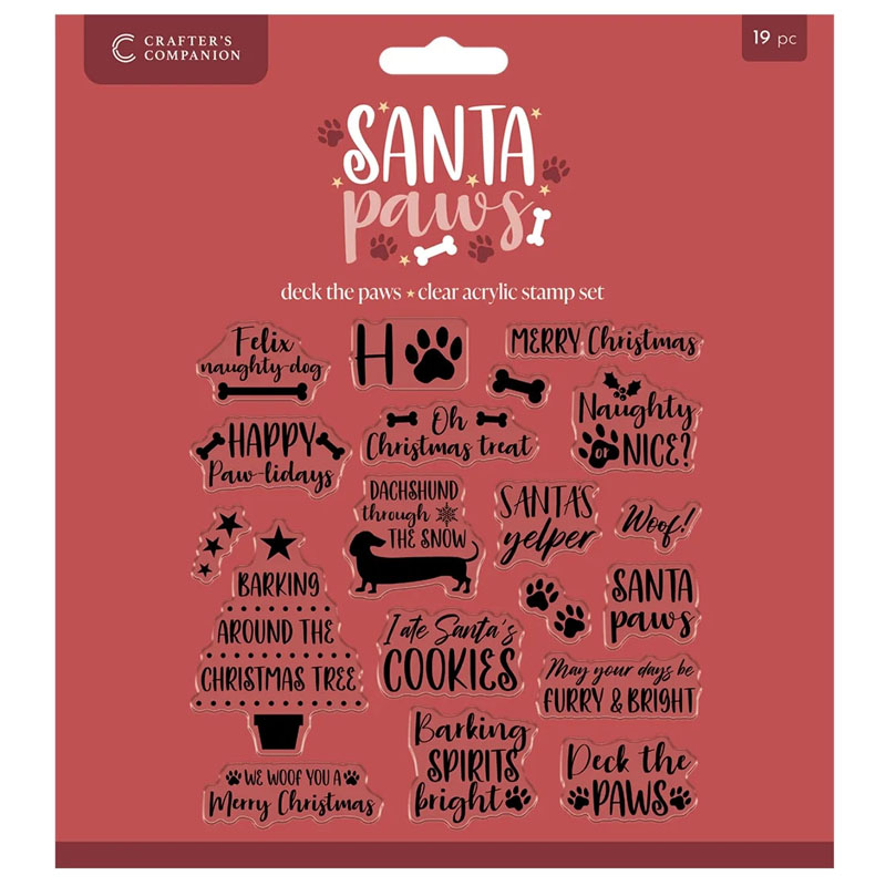 Crafters Companion Stamp Set, Santa Paws - Deck The Paws (image for) Crafters Companion Stamp Set, Santa Paws - Deck The Paws