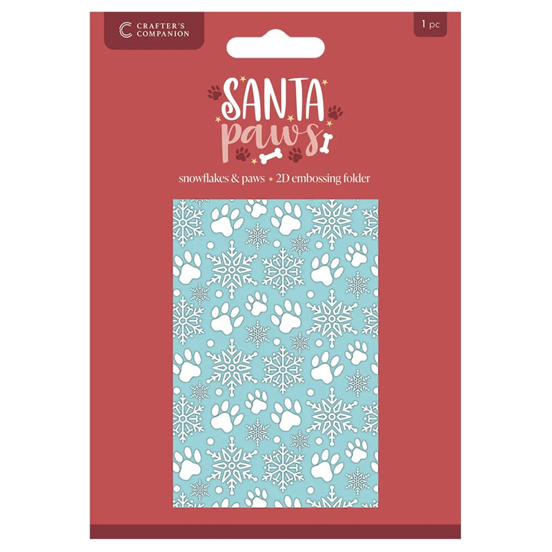 Crafters Companion Embossing Folder 6"x4", Santa Paws - Snowflakes & Paws (image for) Crafters Companion Embossing Folder 6"x4", Santa Paws - Snowflakes & Paws