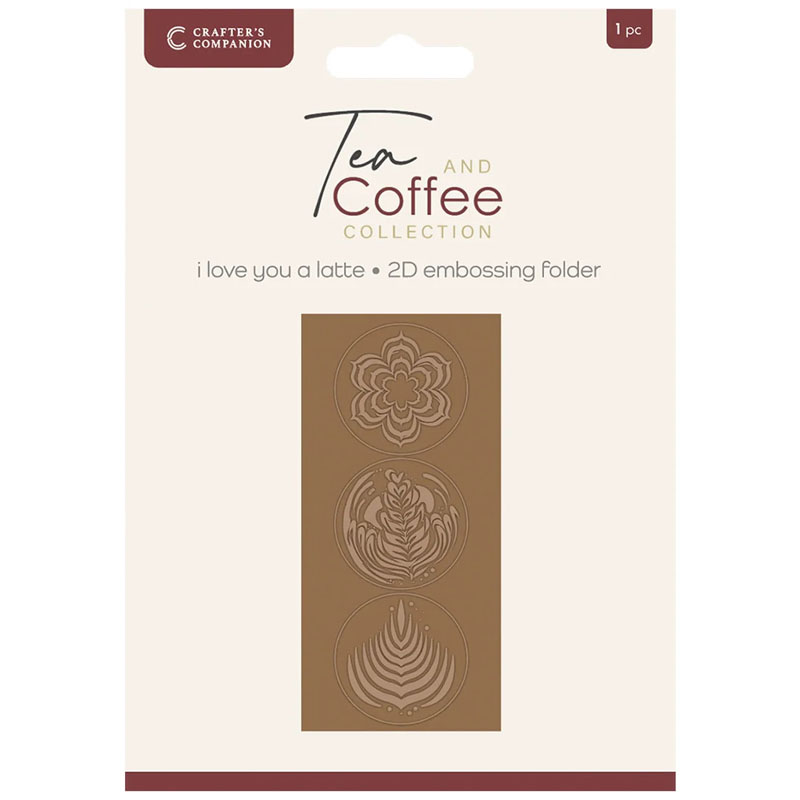 (image for) Crafters Companion 2D Embossing Folder 5.5"x2.76", Tea & Coffee - I Love You A Latte