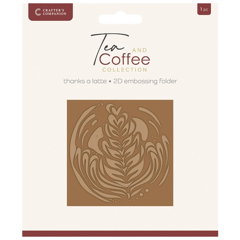(image for) Crafters Companion 2D Embossing Folder 5.5"x5.5", Tea & Coffee - Thanks A Latte