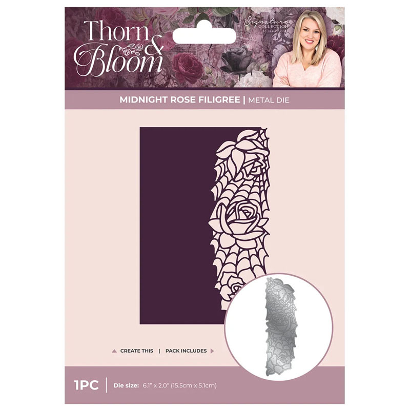 Sara Signature Cutting Die, Thorn & Bloom - Midnight Rose Filigree (image for) Sara Signature Cutting Die, Thorn & Bloom - Midnight Rose Filigree