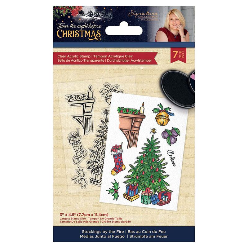 (image for) Sara Signature Stamp Set, Twas Night Before Xmas - Stockings by the Fire