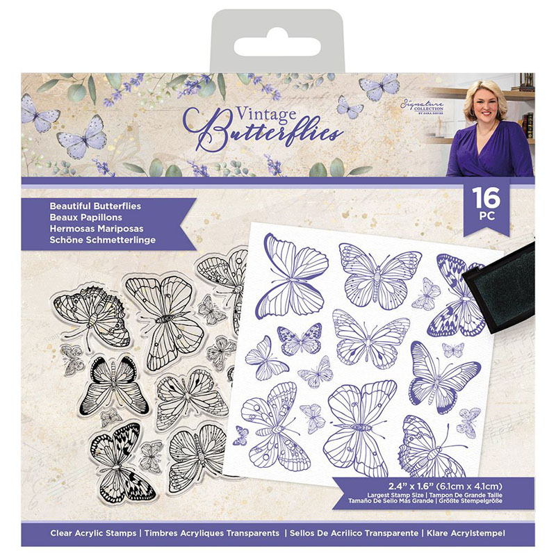 (image for) Sara Signature Stamp Set, Vintage Butterflies - Beautiful Butterflies