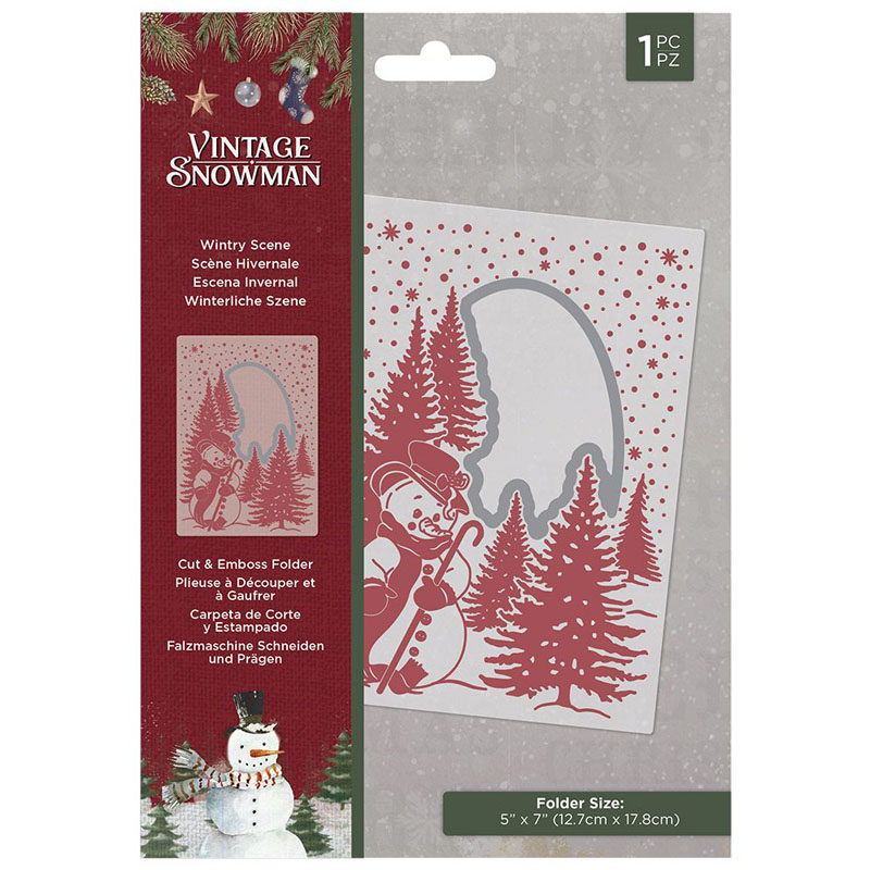 (image for) Crafters Companion Cut & Emboss Folder, Vintage Snowman - Wintry Scene