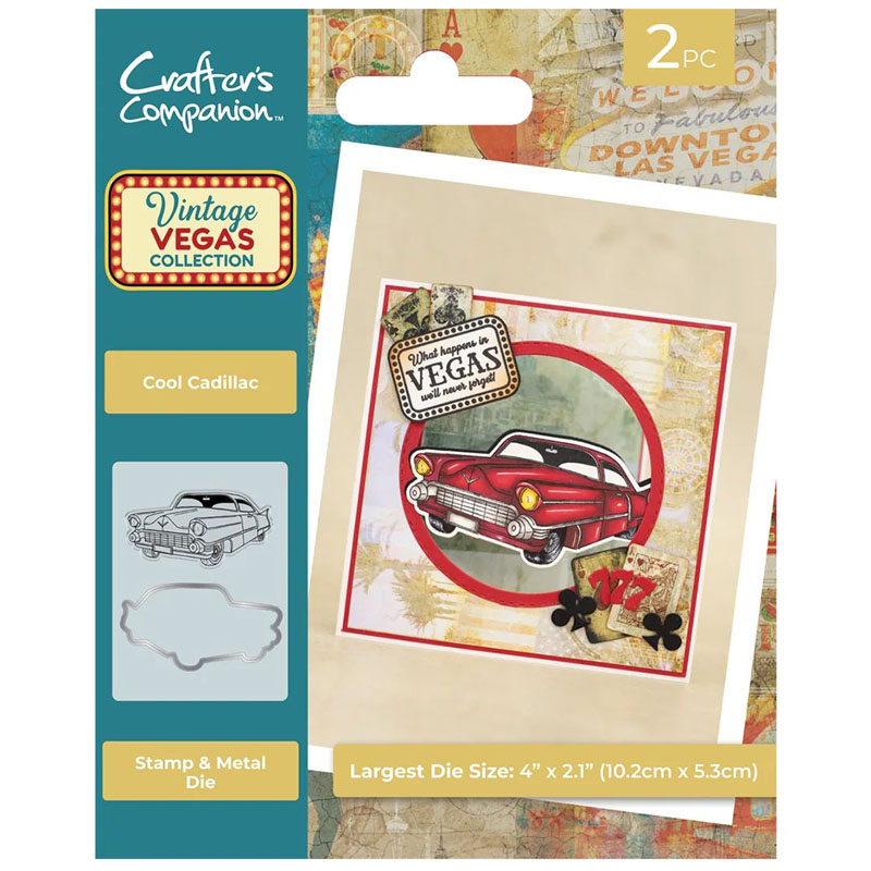 (image for) Crafters Companion Die & Stamp Set, Vintage Vegas - Cool Cadillac
