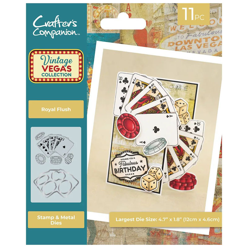 (image for) Crafters Companion Die & Stamp Set, Vintage Vegas - Royal Flush