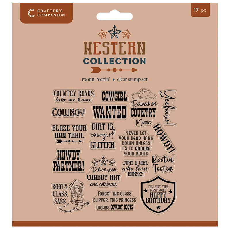 Crafters Companion Stamp Set, Western - Rootin' Tootin' (image for) Crafters Companion Stamp Set, Western - Rootin' Tootin'