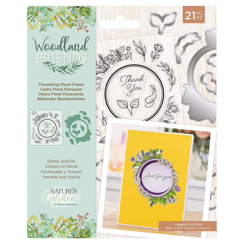 Nature's Garden Cutting Die & Stamp Set, Woodland Friends - Floral Frame