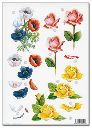 Die Cut 3D Decoupage A4 Sheet - Floral Designs (112)