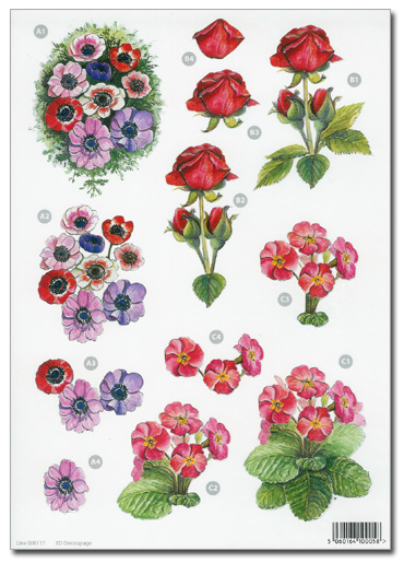 Die Cut 3D Decoupage A4 Sheet - Floral Designs (117)
