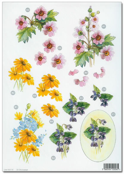 Die Cut 3D Decoupage A4 Sheet - Floral Designs (118)