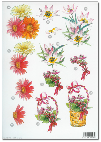Die Cut 3D Decoupage A4 Sheet - Floral Designs (119)