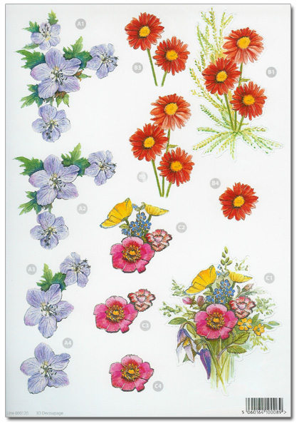 Die Cut 3D Decoupage A4 Sheet - Floral Designs (120)