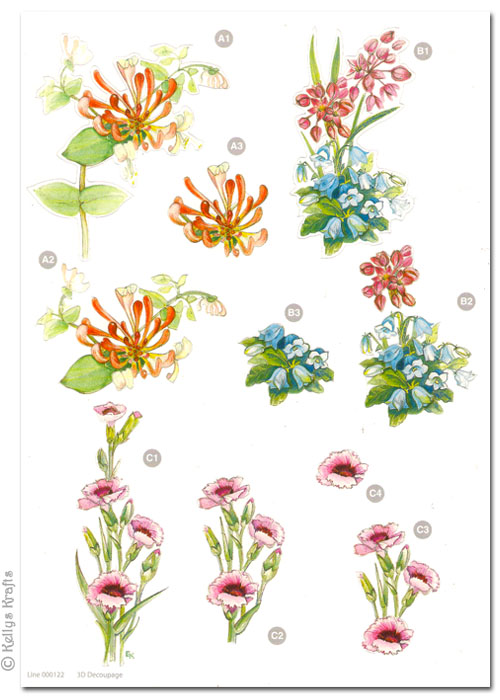 Die Cut 3D Decoupage A4 Sheet - Floral Designs (122)
