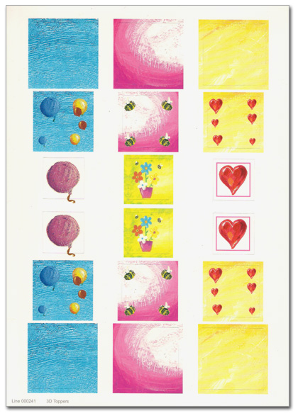 Die Cut 3D Topper A4 Sheet - Balloons, Flowers, Hearts (241)