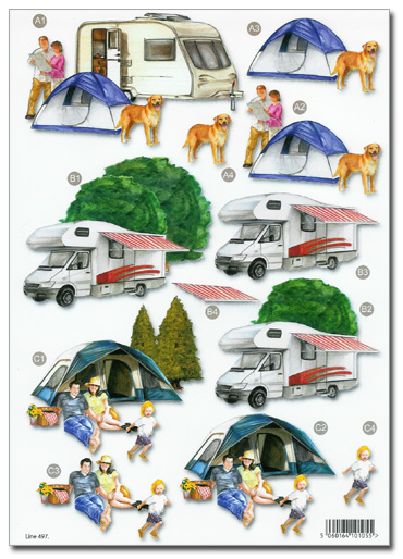Die Cut 3D Decoupage A4 Sheet - Camping Holidays (497)