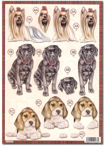 Die Cut 3D Decoupage A4 Sheet - Dogs/Pets (615)