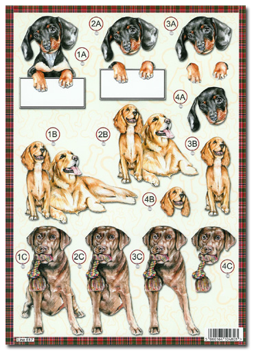 Die Cut 3D Decoupage A4 Sheet - Dogs/Pets (617)