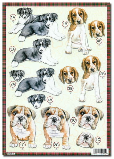 Die Cut 3D Decoupage A4 Sheet - Dogs/Pets (618)