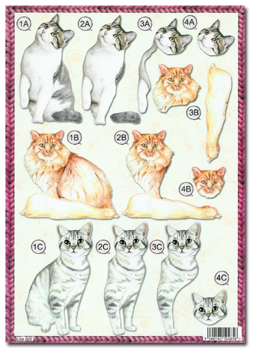 Die Cut 3D Decoupage A4 Sheet - Cats/Pets (622)