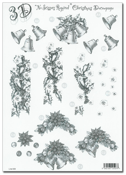 (image for) Die Cut 3D Monochrome Christmas Decoupage (639)