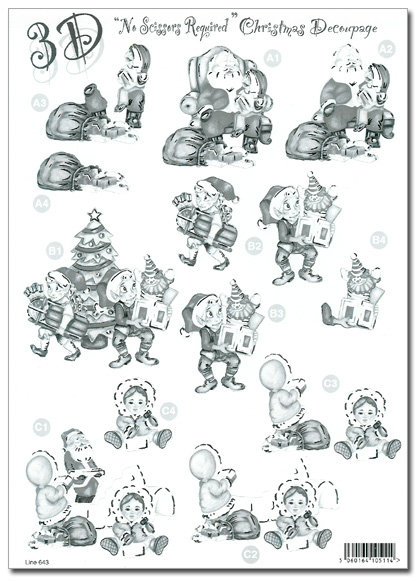 (image for) Die Cut 3D Monochrome Christmas Decoupage (643)