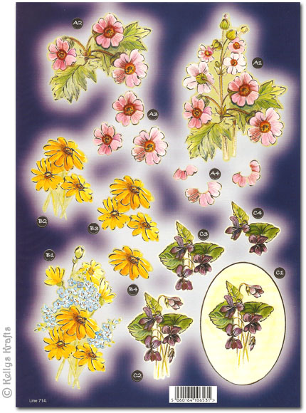 Die Cut 3D Decoupage A4 Sheet - Floral, Exquisite Blooms (714)