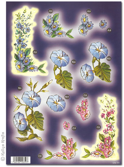 Die Cut 3D Decoupage A4 Sheet - Floral, Exquisite Blooms (721)